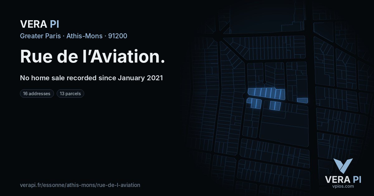 Rue de l’Aviation, Athis-Mons at night – every parcel coloured by the prices around it, the street's own parcels lit
