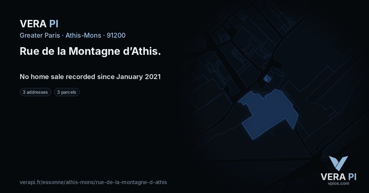 Rue de la Montagne d’Athis, Athis-Mons at night – every parcel coloured by the prices around it, the street's own parcels lit