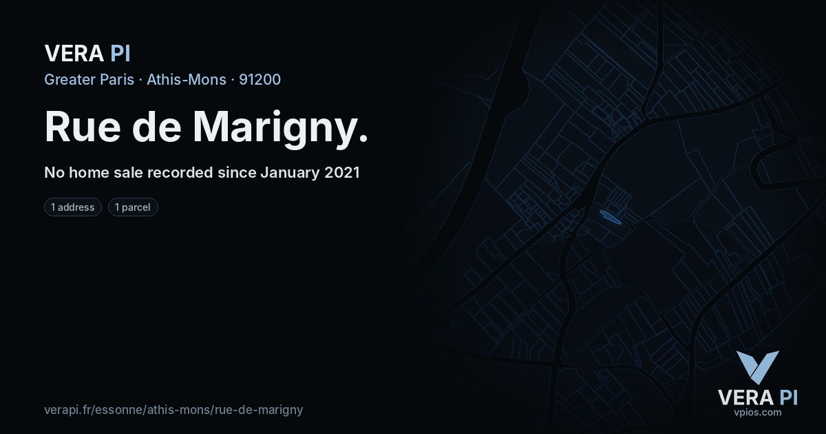 Rue de Marigny, Athis-Mons at night – every parcel coloured by the prices around it, the street's own parcels lit