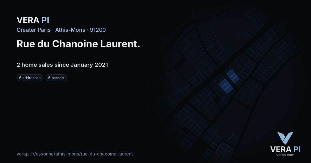 Rue du Chanoine Laurent, Athis-Mons at night – every parcel coloured by the prices around it, the street's own parcels lit