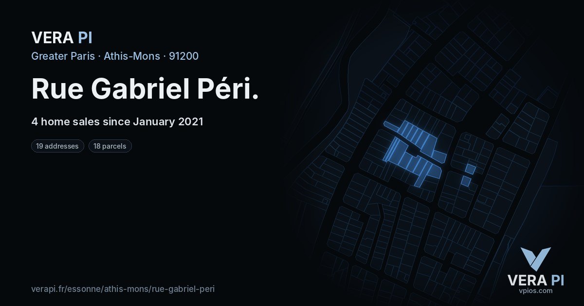 Rue Gabriel Péri, Athis-Mons at night – every parcel coloured by the prices around it, the street's own parcels lit