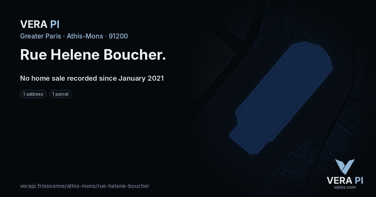 Rue Helene Boucher, Athis-Mons at night – every parcel coloured by the prices around it, the street's own parcels lit