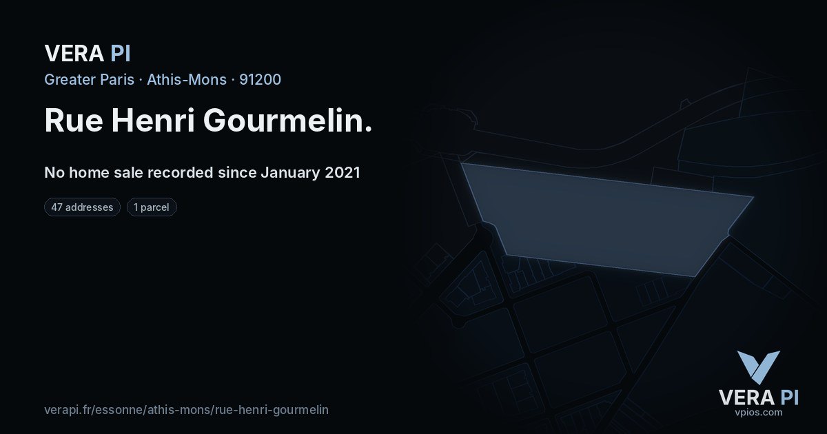 Rue Henri Gourmelin, Athis-Mons at night – every parcel coloured by the prices around it, the street's own parcels lit
