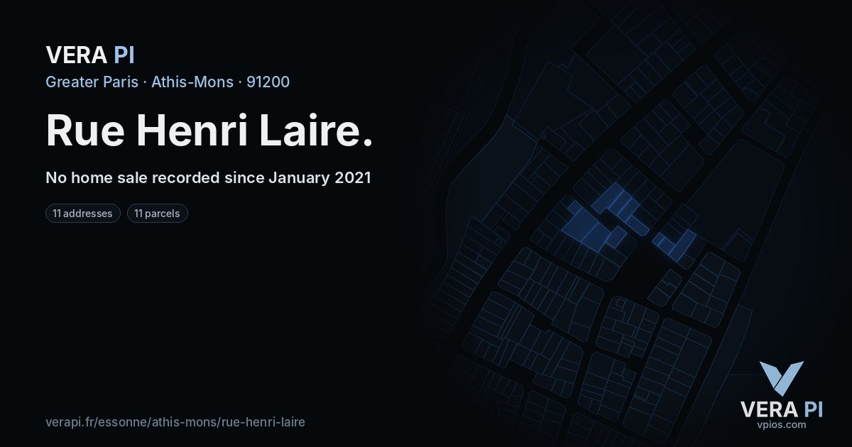 Rue Henri Laire, Athis-Mons at night – every parcel coloured by the prices around it, the street's own parcels lit