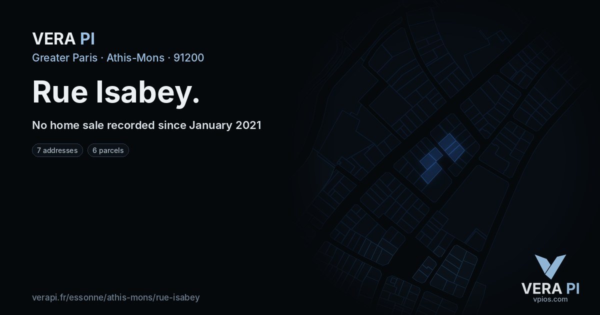 Rue Isabey, Athis-Mons at night – every parcel coloured by the prices around it, the street's own parcels lit