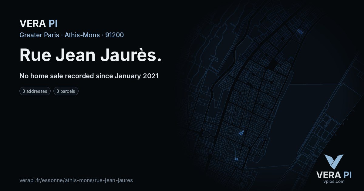 Rue Jean Jaurès, Athis-Mons at night – every parcel coloured by the prices around it, the street's own parcels lit