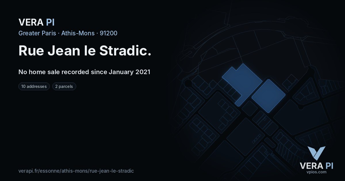 Rue Jean le Stradic, Athis-Mons at night – every parcel coloured by the prices around it, the street's own parcels lit