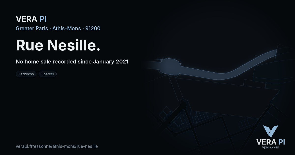 Rue Nesille, Athis-Mons at night – every parcel coloured by the prices around it, the street's own parcels lit