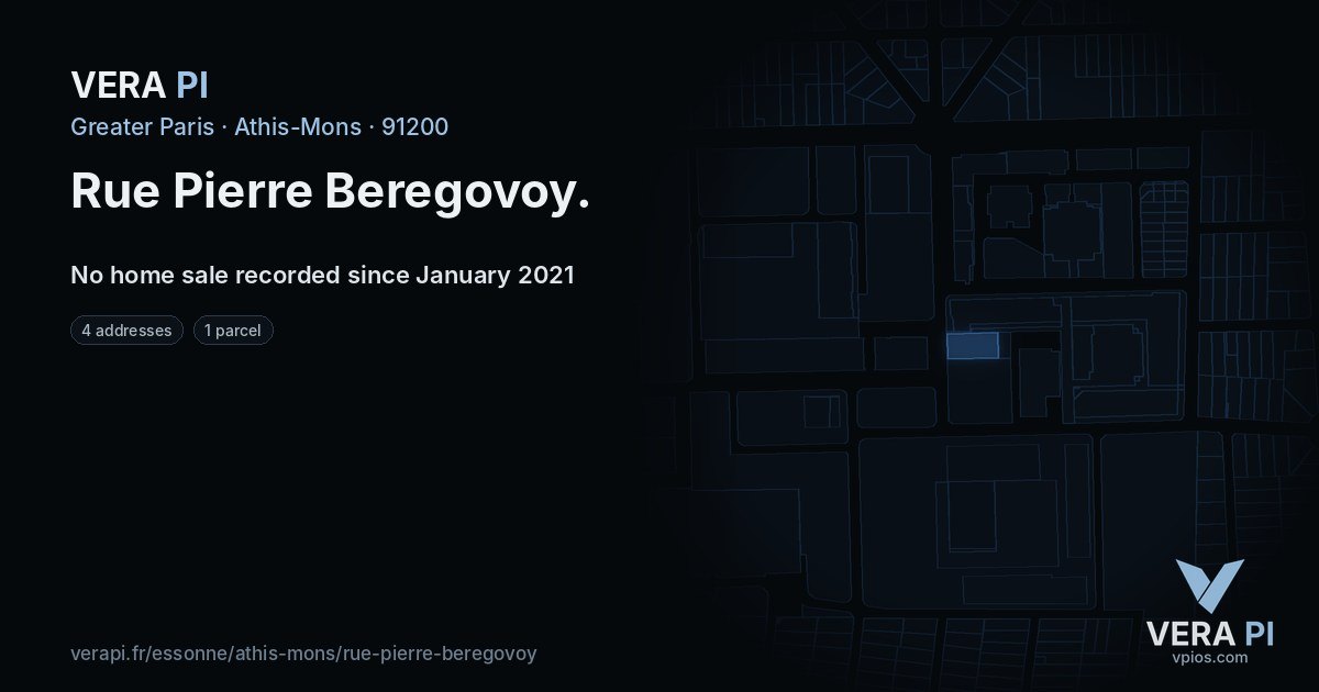 Rue Pierre Beregovoy, Athis-Mons at night – every parcel coloured by the prices around it, the street's own parcels lit
