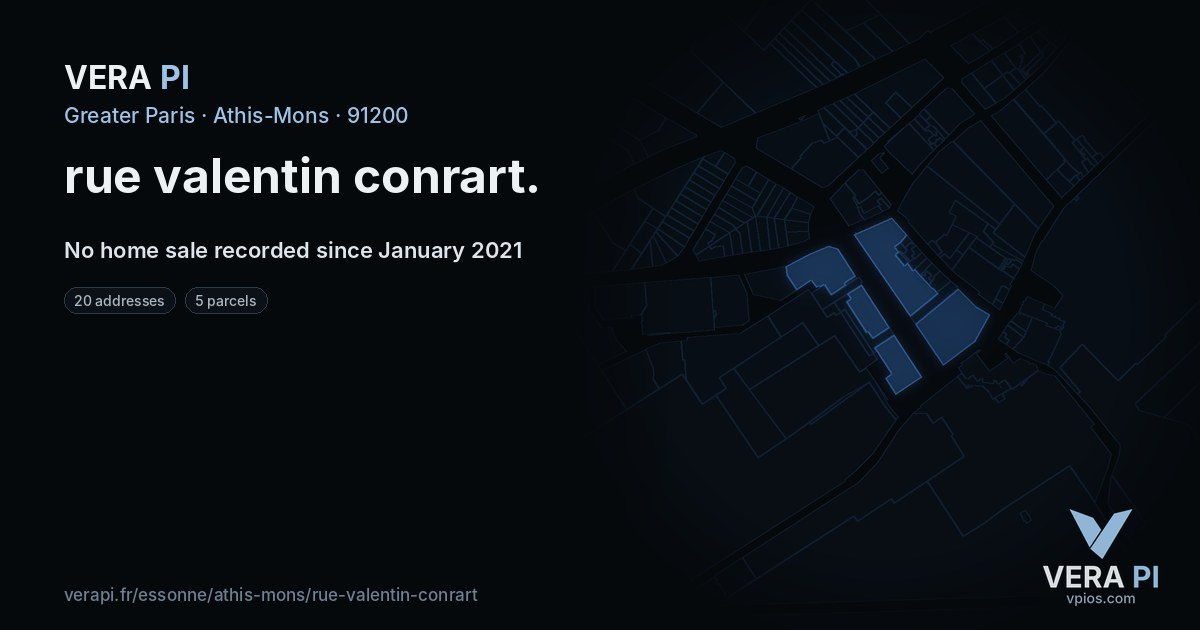 rue valentin conrart, Athis-Mons at night – every parcel coloured by the prices around it, the street's own parcels lit