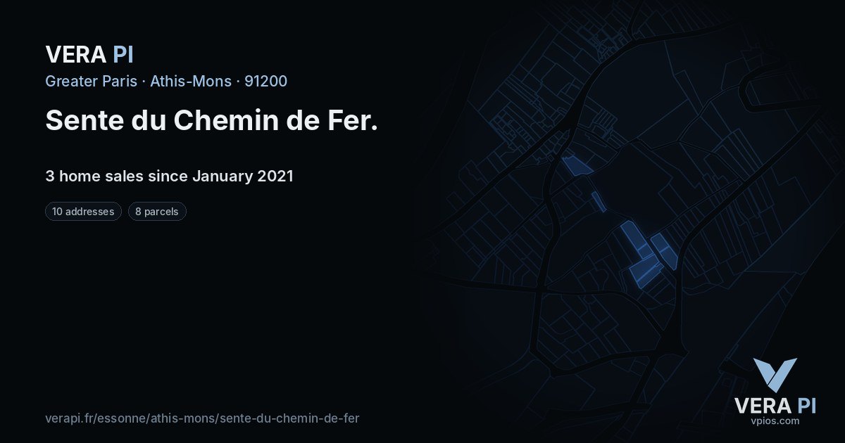 Sente du Chemin de Fer, Athis-Mons at night – every parcel coloured by the prices around it, the street's own parcels lit