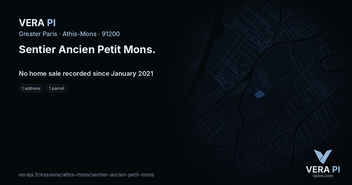 Sentier Ancien Petit Mons, Athis-Mons at night – every parcel coloured by the prices around it, the street's own parcels lit
