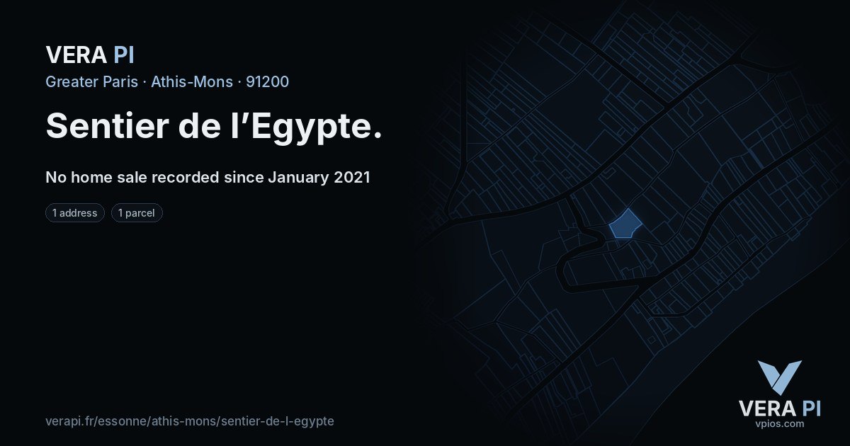 Sentier de l’Egypte, Athis-Mons at night – every parcel coloured by the prices around it, the street's own parcels lit