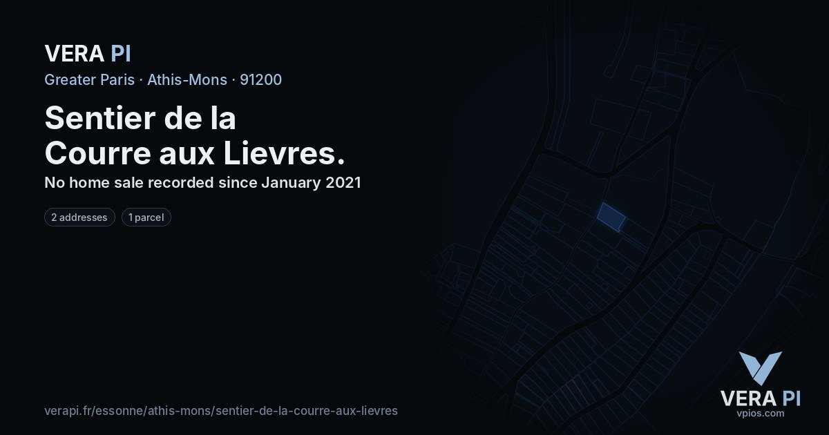 Sentier de la Courre aux Lievres, Athis-Mons at night – every parcel coloured by the prices around it, the street's own parcels lit
