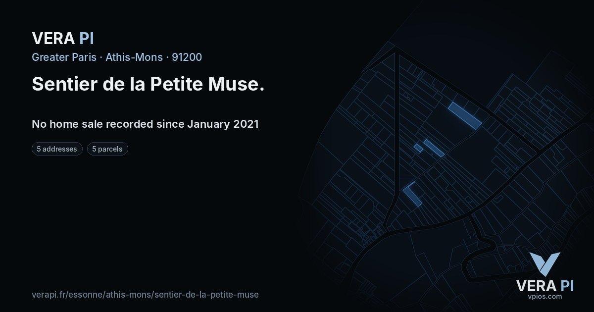 Sentier de la Petite Muse, Athis-Mons at night – every parcel coloured by the prices around it, the street's own parcels lit