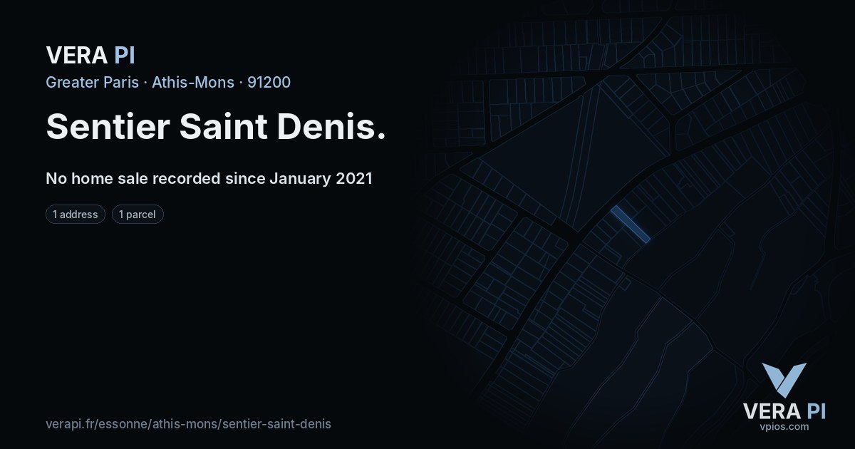 Sentier Saint Denis, Athis-Mons at night – every parcel coloured by the prices around it, the street's own parcels lit