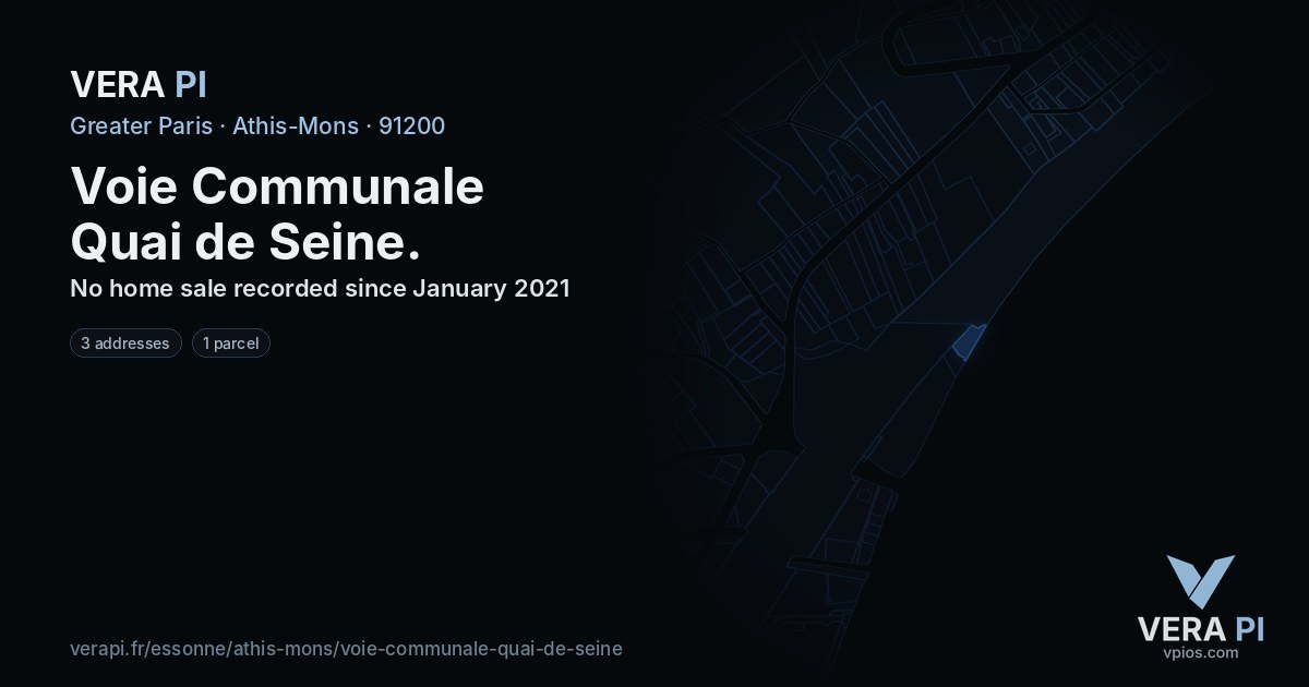 Voie Communale Quai de Seine, Athis-Mons at night – every parcel coloured by the prices around it, the street's own parcels lit