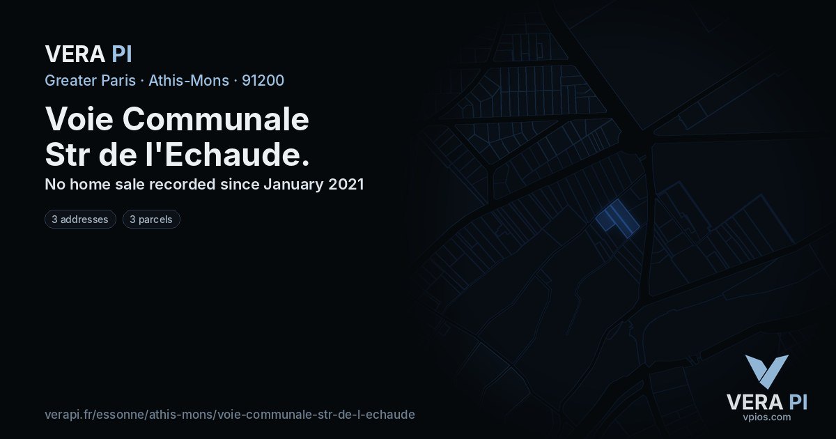 Voie Communale Str de l'Echaude, Athis-Mons at night – every parcel coloured by the prices around it, the street's own parcels lit