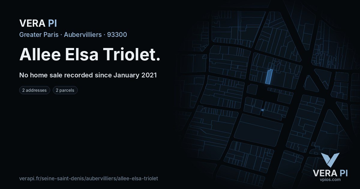 Allee Elsa Triolet, Aubervilliers at night – every parcel coloured by the prices around it, the street's own parcels lit