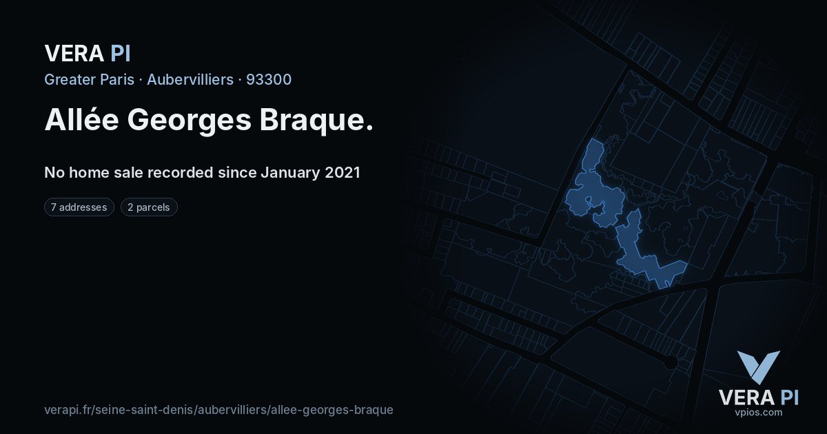 Allée Georges Braque, Aubervilliers at night – every parcel coloured by the prices around it, the street's own parcels lit