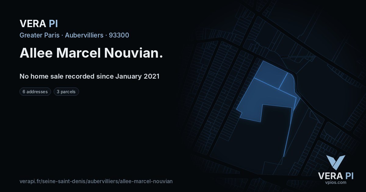 Allee Marcel Nouvian, Aubervilliers at night – every parcel coloured by the prices around it, the street's own parcels lit