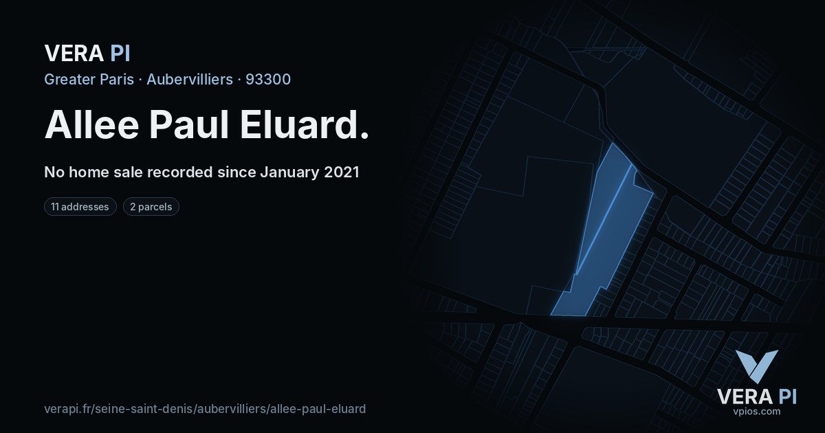 Allee Paul Eluard, Aubervilliers at night – every parcel coloured by the prices around it, the street's own parcels lit