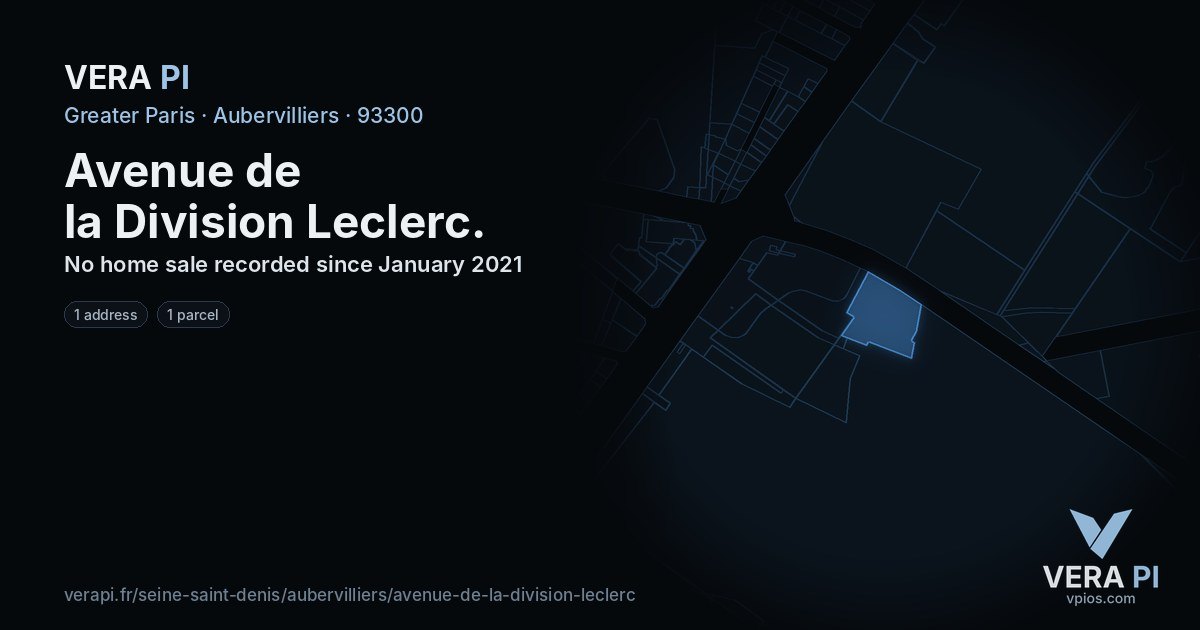 Avenue de la Division Leclerc, Aubervilliers at night – every parcel coloured by the prices around it, the street's own parcels lit