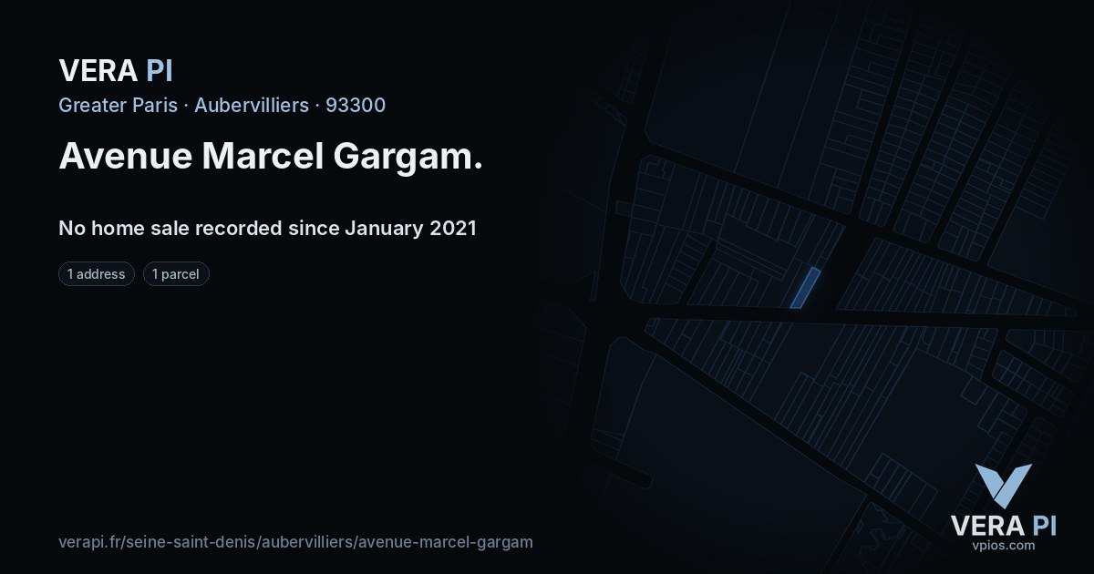 Avenue Marcel Gargam, Aubervilliers at night – every parcel coloured by the prices around it, the street's own parcels lit