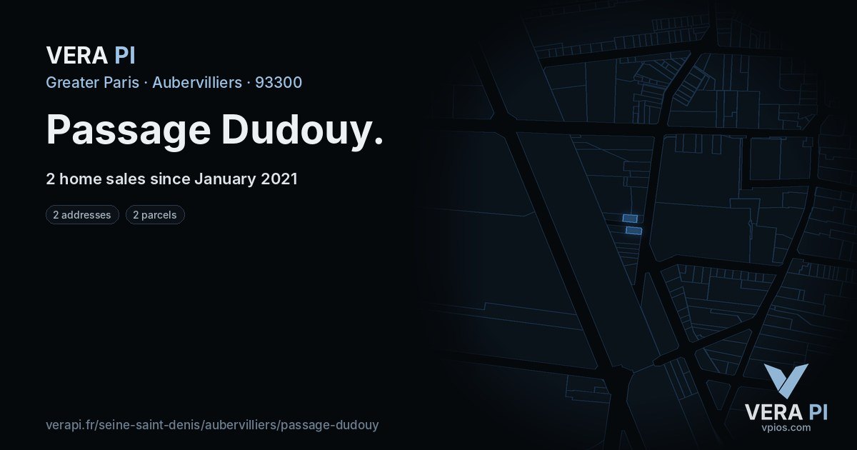 Passage Dudouy, Aubervilliers at night – every parcel coloured by the prices around it, the street's own parcels lit