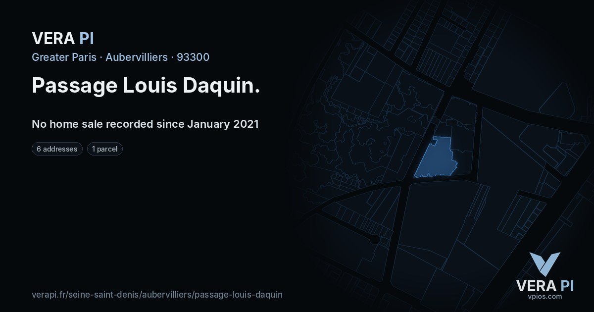 Passage Louis Daquin, Aubervilliers at night – every parcel coloured by the prices around it, the street's own parcels lit