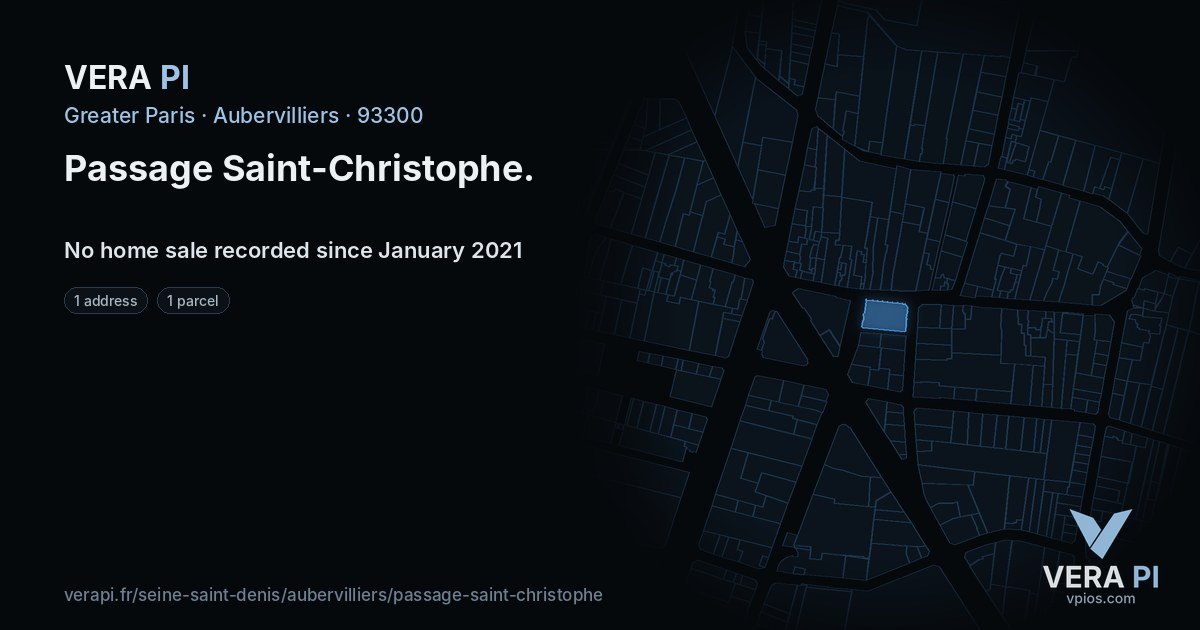 Passage Saint-Christophe, Aubervilliers at night – every parcel coloured by the prices around it, the street's own parcels lit