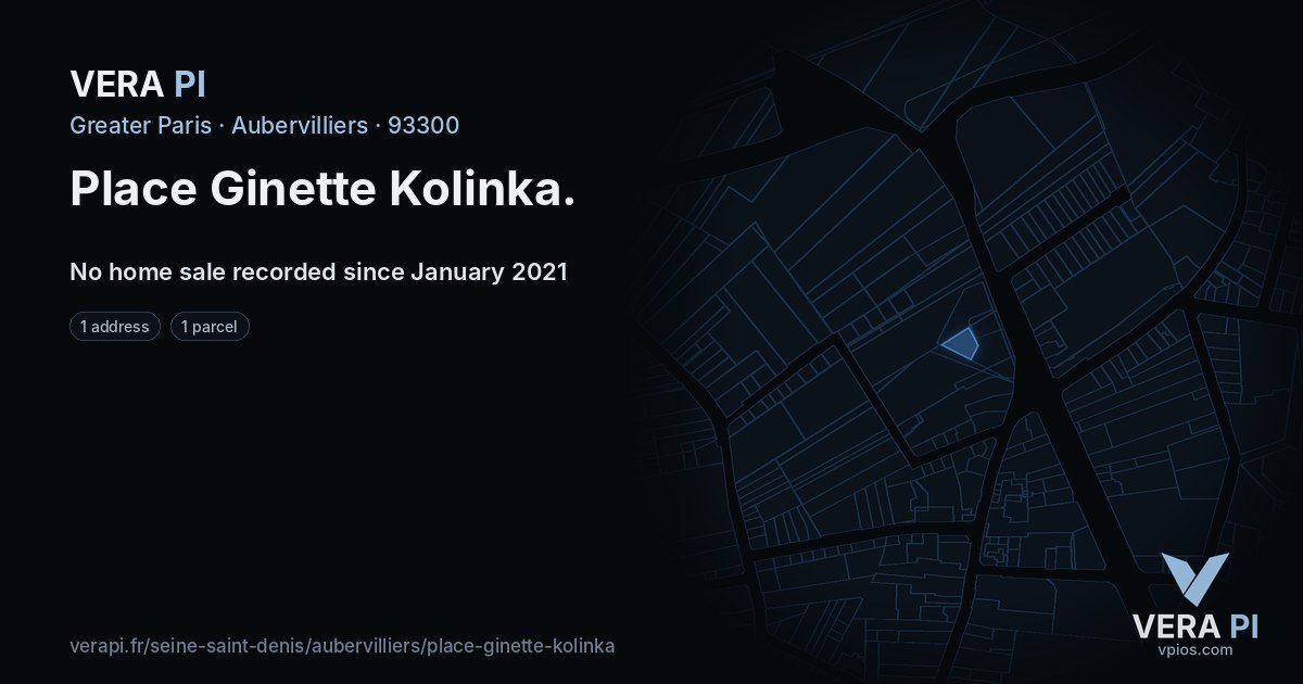 Place Ginette Kolinka, Aubervilliers at night – every parcel coloured by the prices around it, the street's own parcels lit