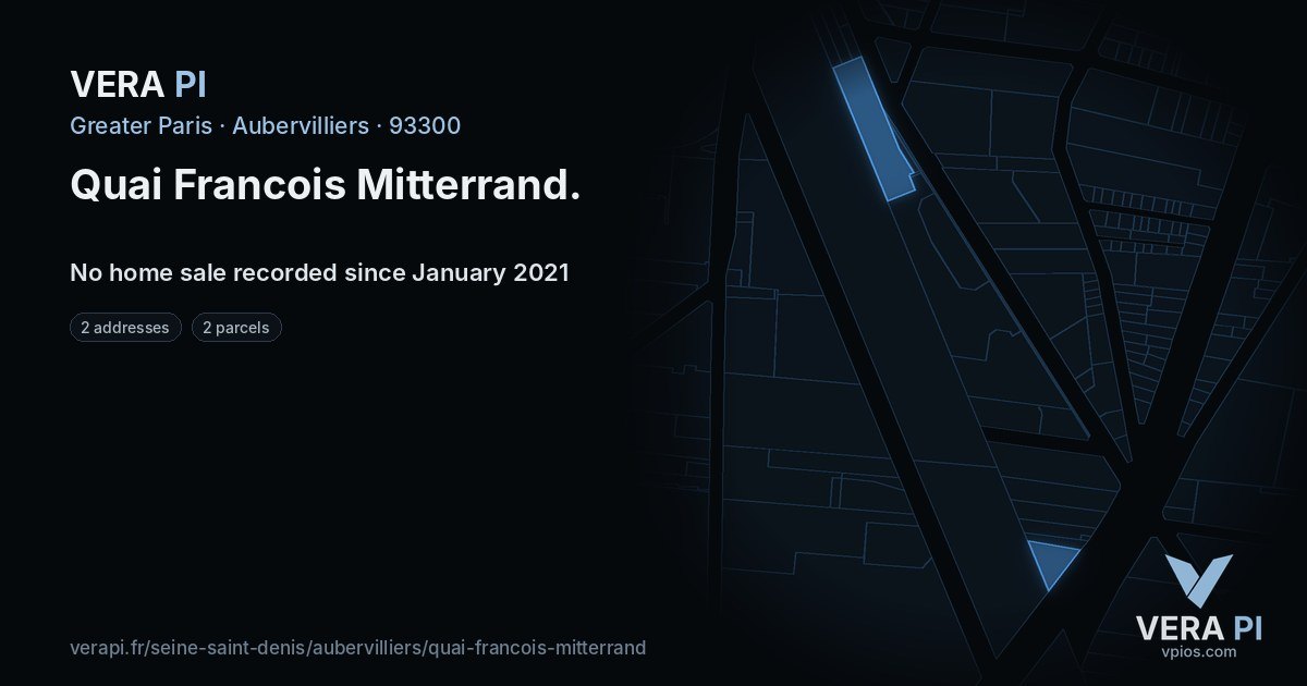 Quai Francois Mitterrand, Aubervilliers at night – every parcel coloured by the prices around it, the street's own parcels lit