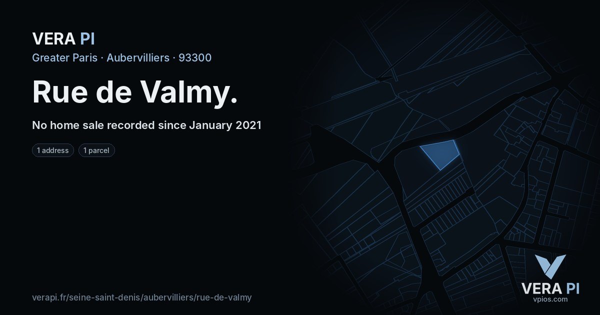 Rue de Valmy, Aubervilliers at night – every parcel coloured by the prices around it, the street's own parcels lit