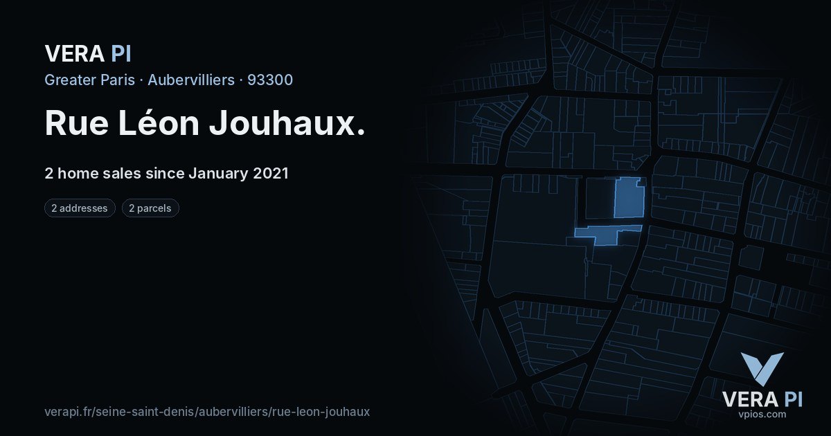 Rue Léon Jouhaux, Aubervilliers at night – every parcel coloured by the prices around it, the street's own parcels lit
