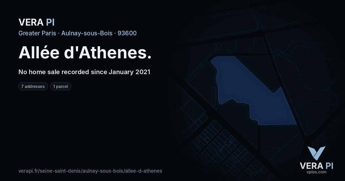 Allée d'Athenes, Aulnay-sous-Bois at night – every parcel coloured by the prices around it, the street's own parcels lit