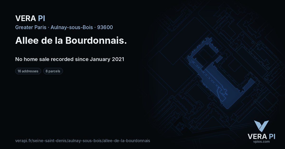 Allee de la Bourdonnais, Aulnay-sous-Bois at night – every parcel coloured by the prices around it, the street's own parcels lit