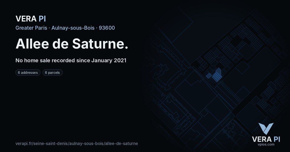 Allee de Saturne, Aulnay-sous-Bois at night – every parcel coloured by the prices around it, the street's own parcels lit