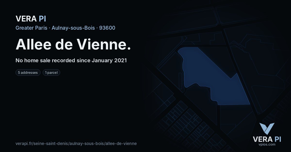 Allee de Vienne, Aulnay-sous-Bois at night – every parcel coloured by the prices around it, the street's own parcels lit