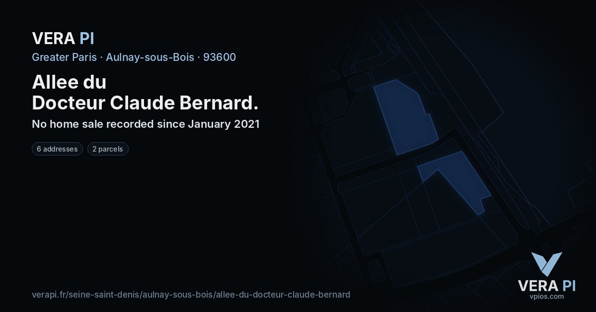 Allee du Docteur Claude Bernard, Aulnay-sous-Bois at night – every parcel coloured by the prices around it, the street's own parcels lit
