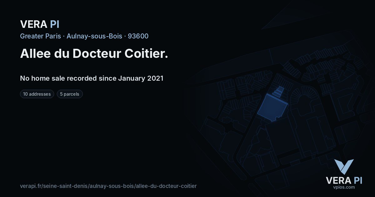 Allee du Docteur Coitier, Aulnay-sous-Bois at night – every parcel coloured by the prices around it, the street's own parcels lit