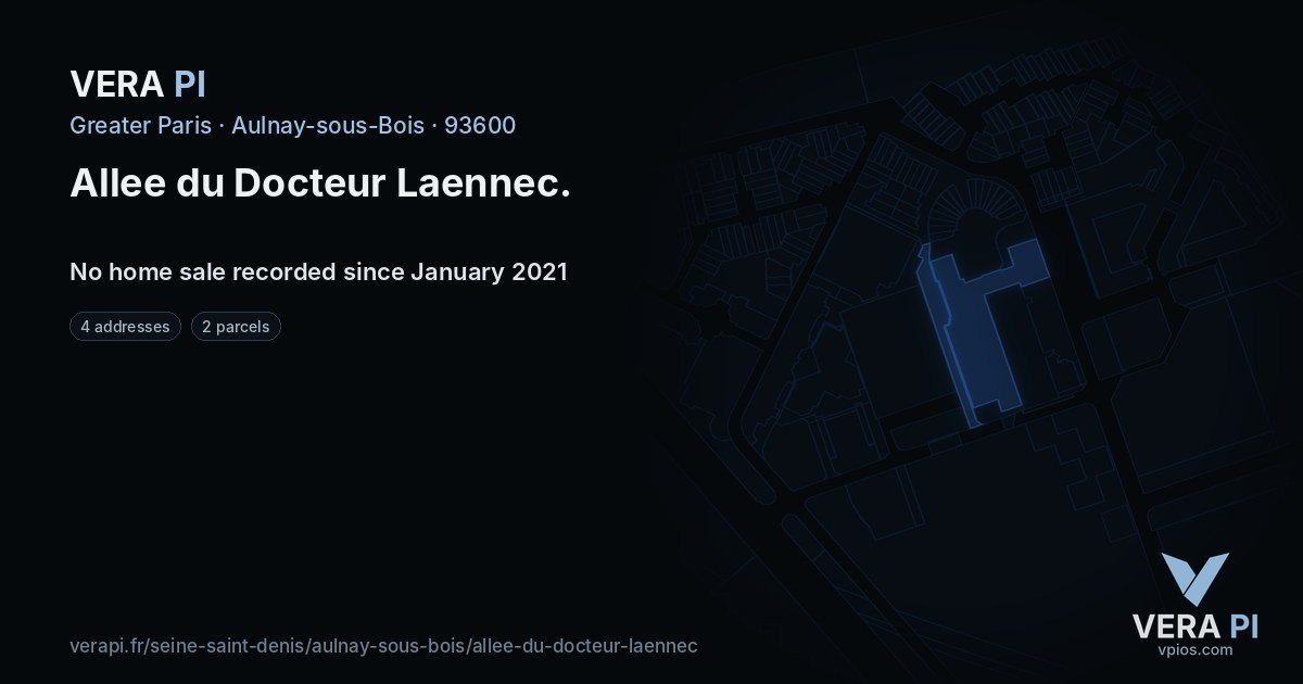 Allee du Docteur Laennec, Aulnay-sous-Bois at night – every parcel coloured by the prices around it, the street's own parcels lit