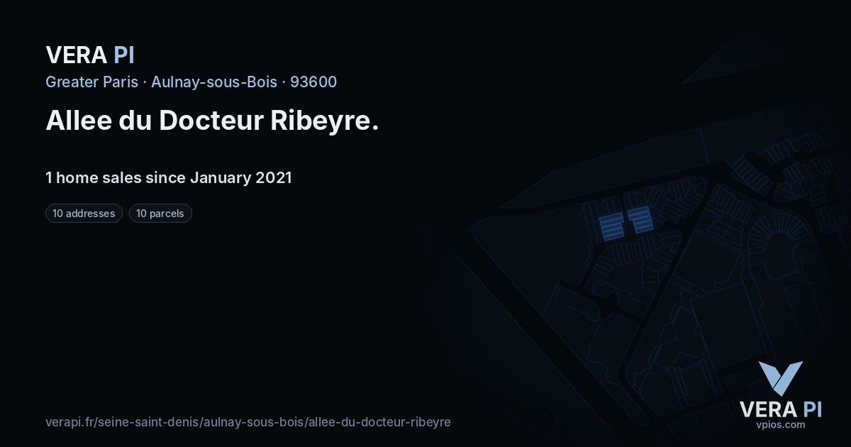 Allee du Docteur Ribeyre, Aulnay-sous-Bois at night – every parcel coloured by the prices around it, the street's own parcels lit