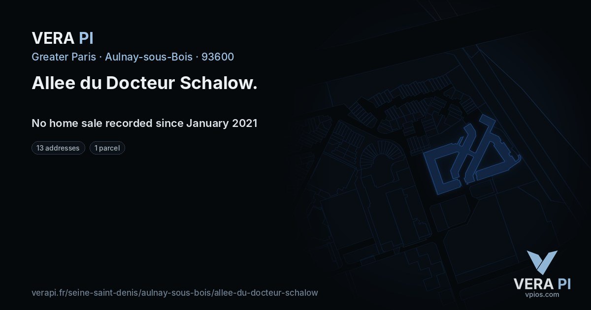 Allee du Docteur Schalow, Aulnay-sous-Bois at night – every parcel coloured by the prices around it, the street's own parcels lit