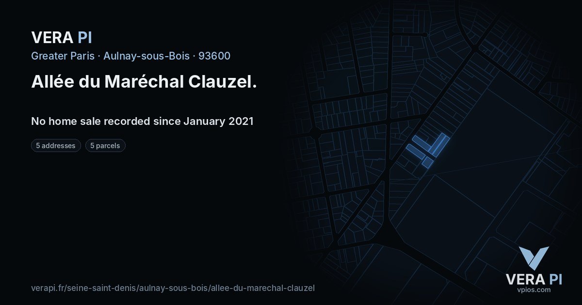 Allée du Maréchal Clauzel, Aulnay-sous-Bois at night – every parcel coloured by the prices around it, the street's own parcels lit