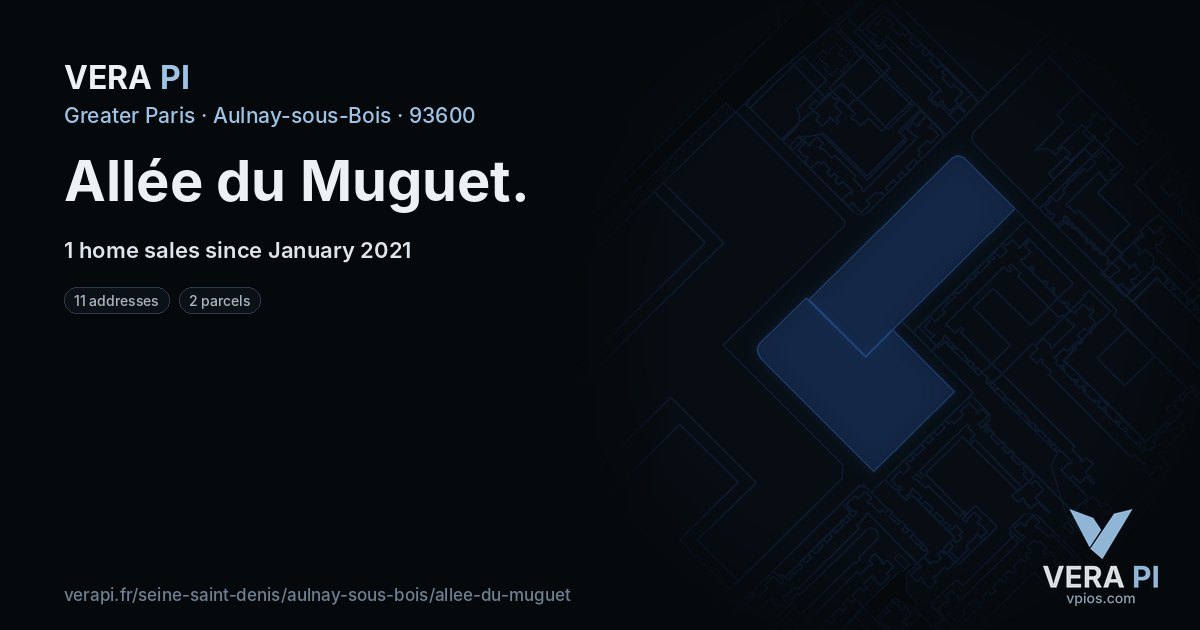 Allée du Muguet, Aulnay-sous-Bois at night – every parcel coloured by the prices around it, the street's own parcels lit