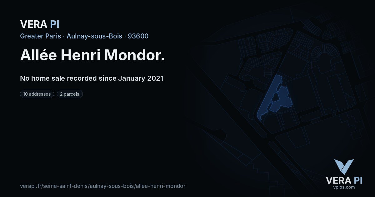 Allée Henri Mondor, Aulnay-sous-Bois at night – every parcel coloured by the prices around it, the street's own parcels lit