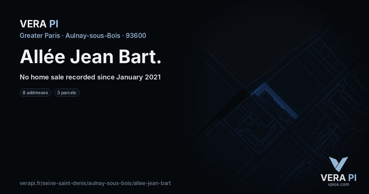 Allée Jean Bart, Aulnay-sous-Bois at night – every parcel coloured by the prices around it, the street's own parcels lit