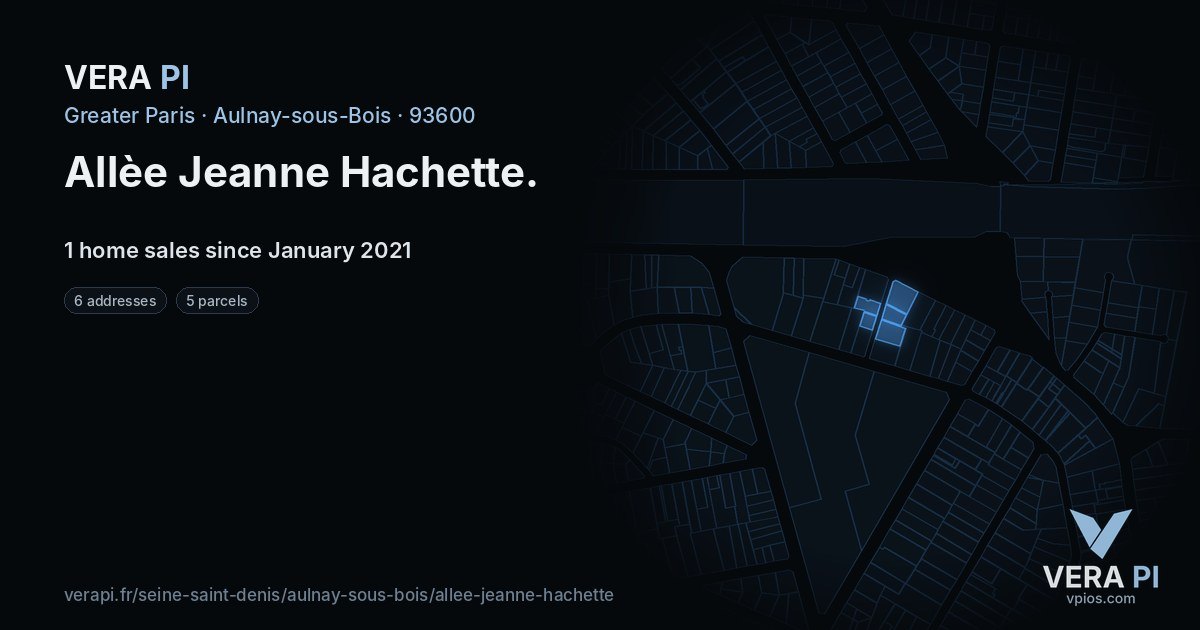 Allèe Jeanne Hachette, Aulnay-sous-Bois at night – every parcel coloured by the prices around it, the street's own parcels lit