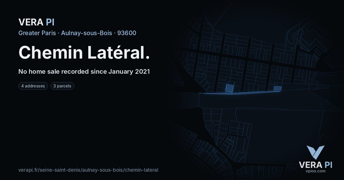 Chemin Latéral, Aulnay-sous-Bois at night – every parcel coloured by the prices around it, the street's own parcels lit